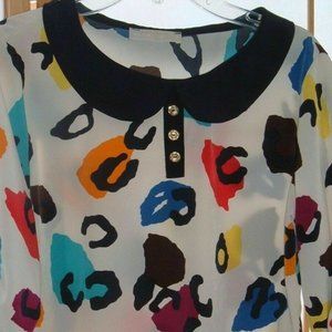 IRONI Colorful Top Blouse Womens Sz XS mod geo